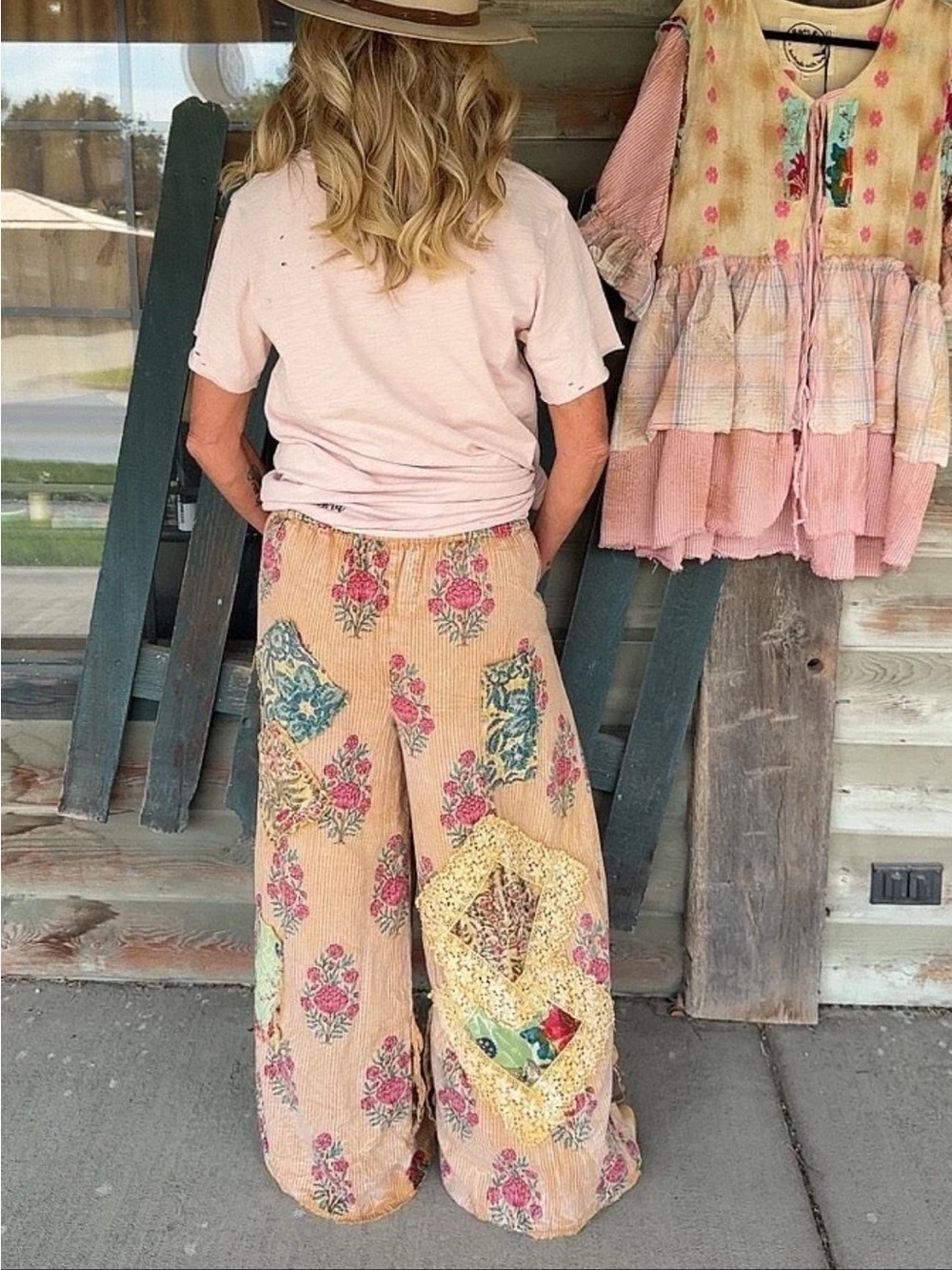 🔥 BRAND NEW Dahlia REVERSIBLE Pants by A Rare Bird - Vintage Patchwork Wide Leg - Picture 6 of 11